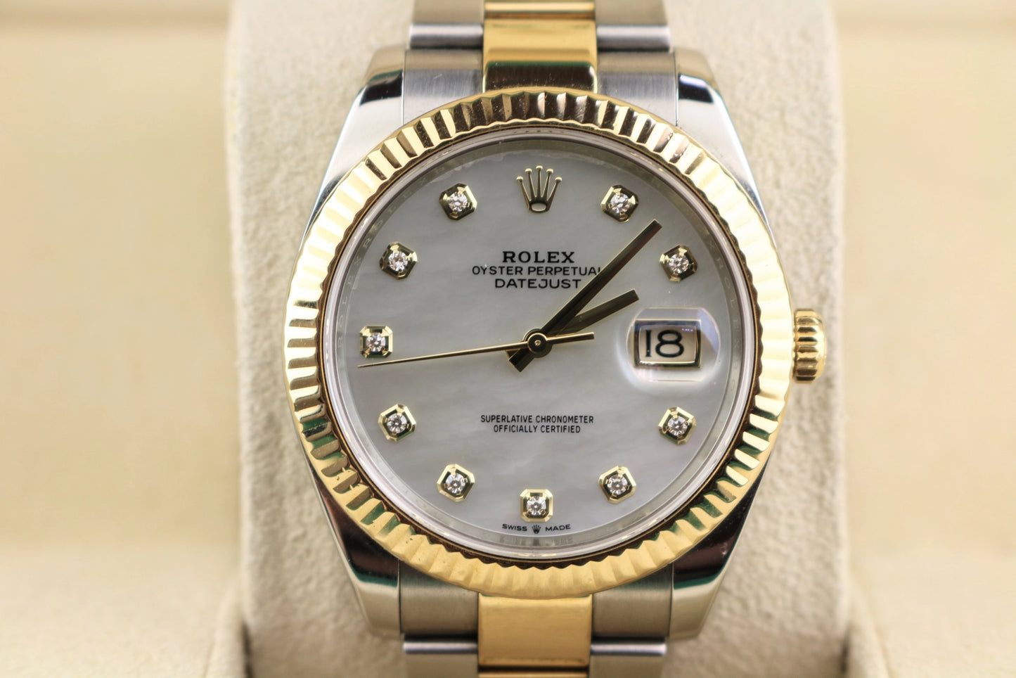 2019 Rolex Datejust 126333 White MOP Diamond Dial TT Oyster With Papers 41mm