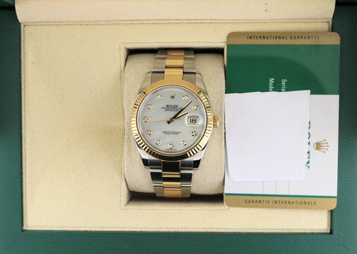2019 Rolex Datejust 126333 White MOP Diamond Dial TT Oyster With Papers 41mm