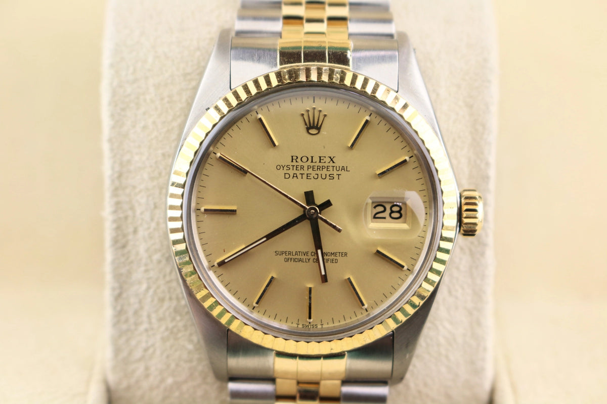 1987 Rolex Datejust 16013 Champagne Dial TT Jubilee No Papers 36mm