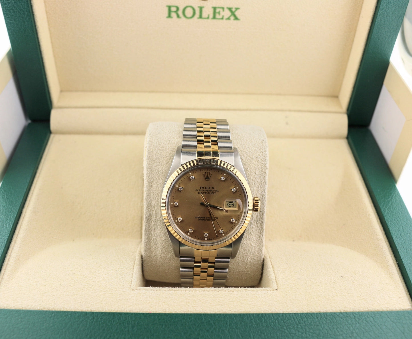 1987 Rolex Datejust 16013 Champagne Diamond Dial TT Jubilee No Papers 36mm
