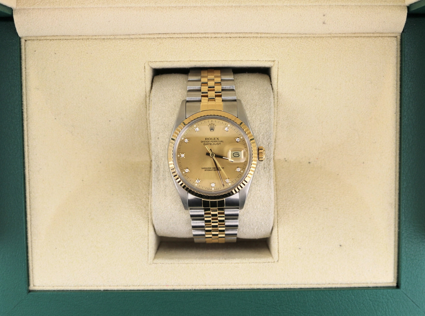 1987 Rolex Datejust 16013 Champagne Diamond Dial TT Jubilee No Papers 36mm