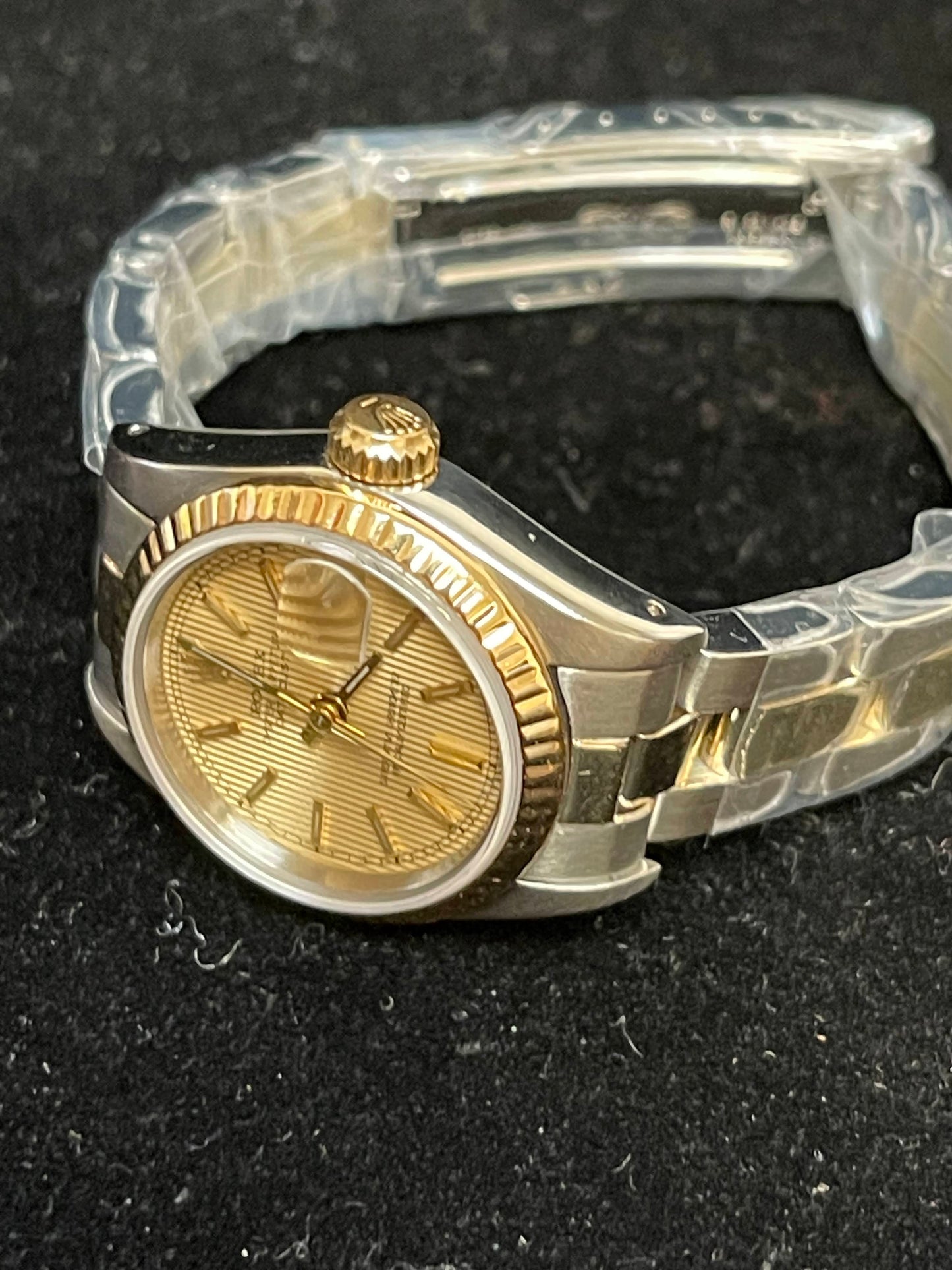 1986 Rolex Ladies Datejust 69173 Champagne Linen Dial TT Oyster No Papers 26mm