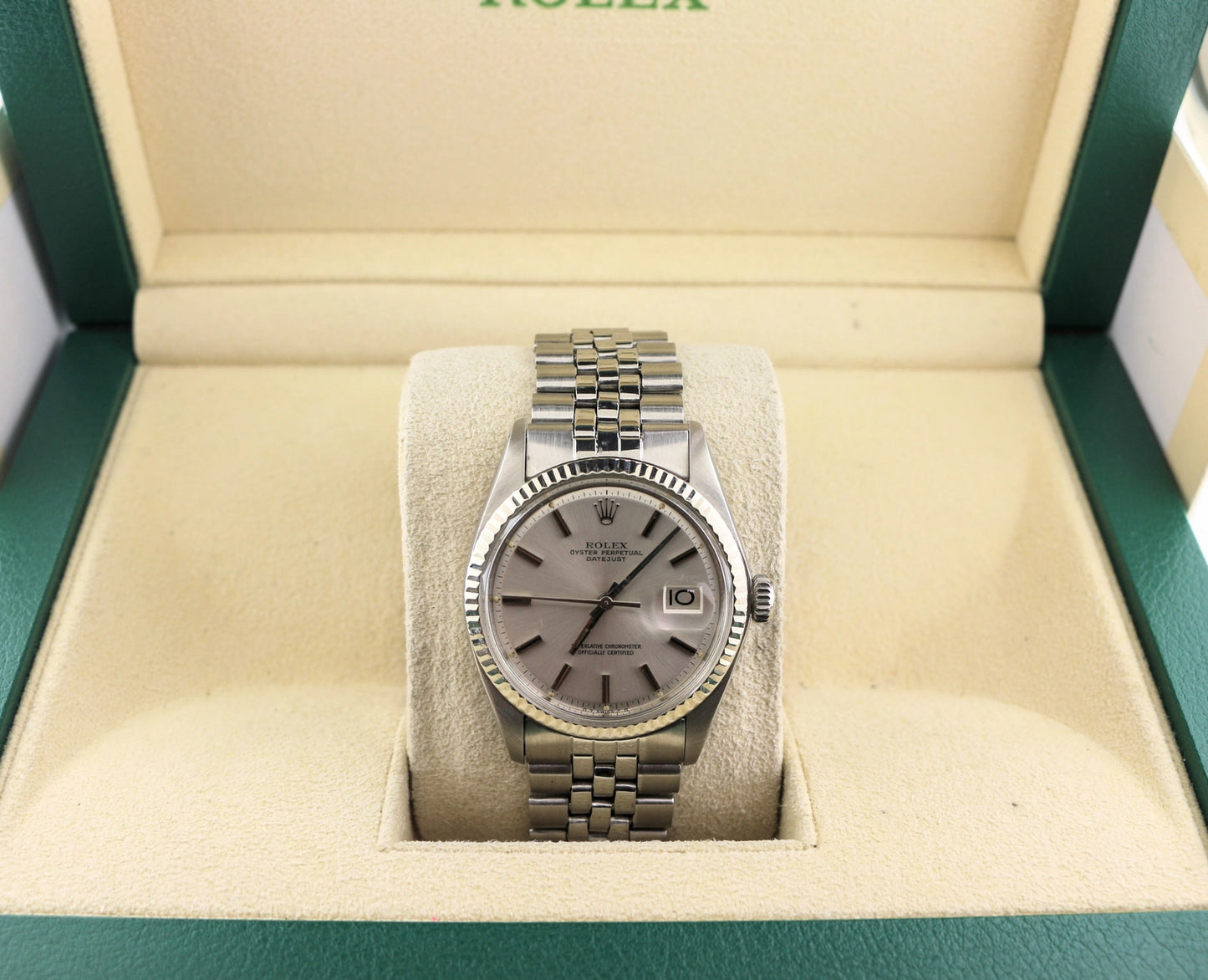 1973 Role Datejust 1601 Silver Sigma Dial SS Folded Jubilee No Papers 36mm
