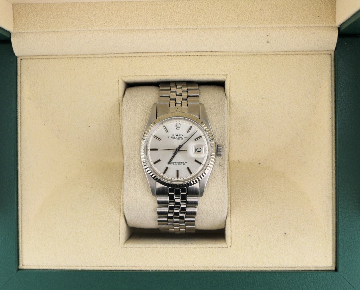 1973 Role Datejust 1601 Silver Sigma Dial SS Folded Jubilee No Papers 36mm