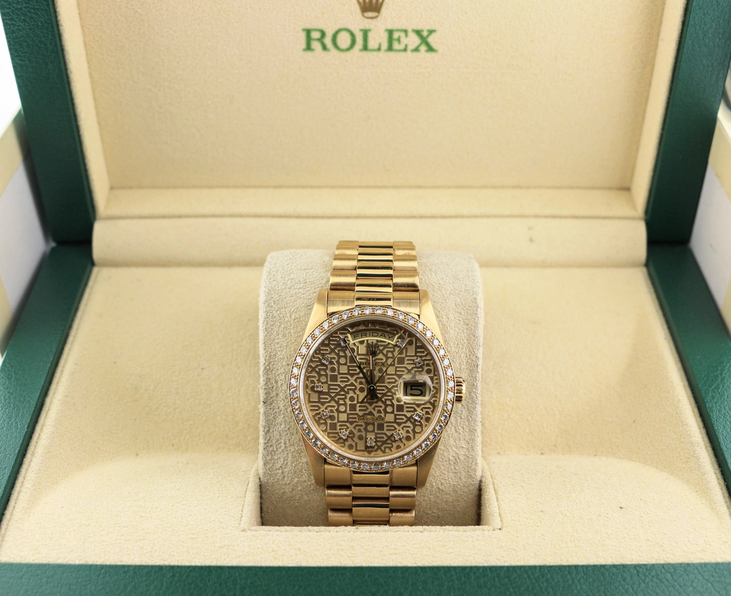 1989 Rolex Day-Date 18238 Champagne Jubilee Diamond Dial 18kt President 36mm