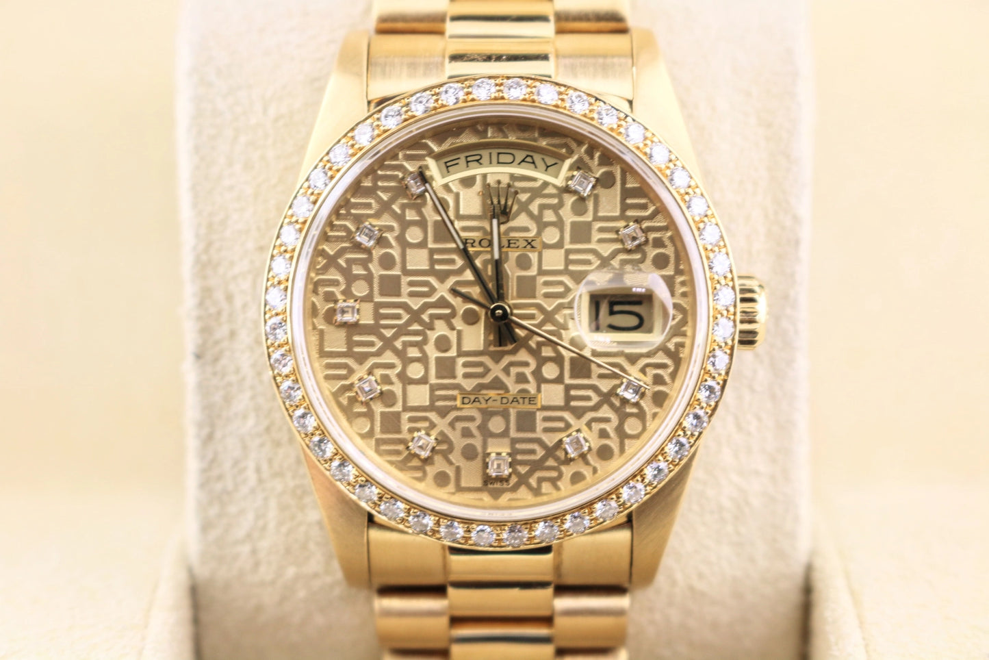 1989 Rolex Day-Date 18238 Champagne Jubilee Diamond Dial 18kt President 36mm