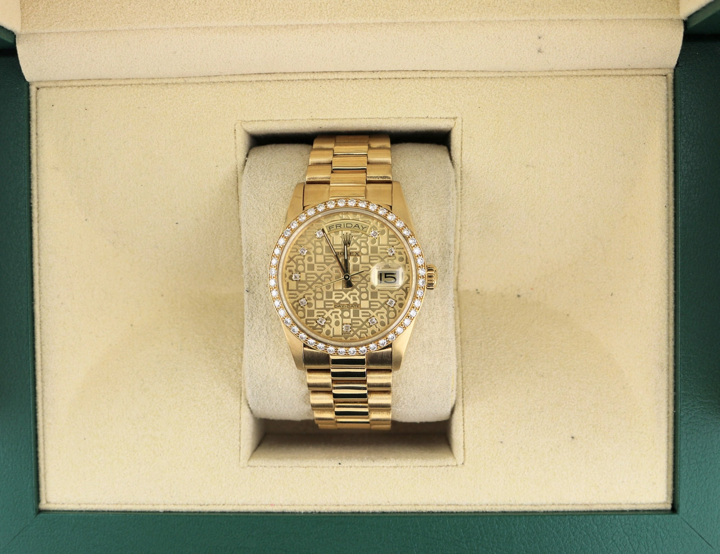 1989 Rolex Day-Date 18238 Champagne Jubilee Diamond Dial 18kt President 36mm