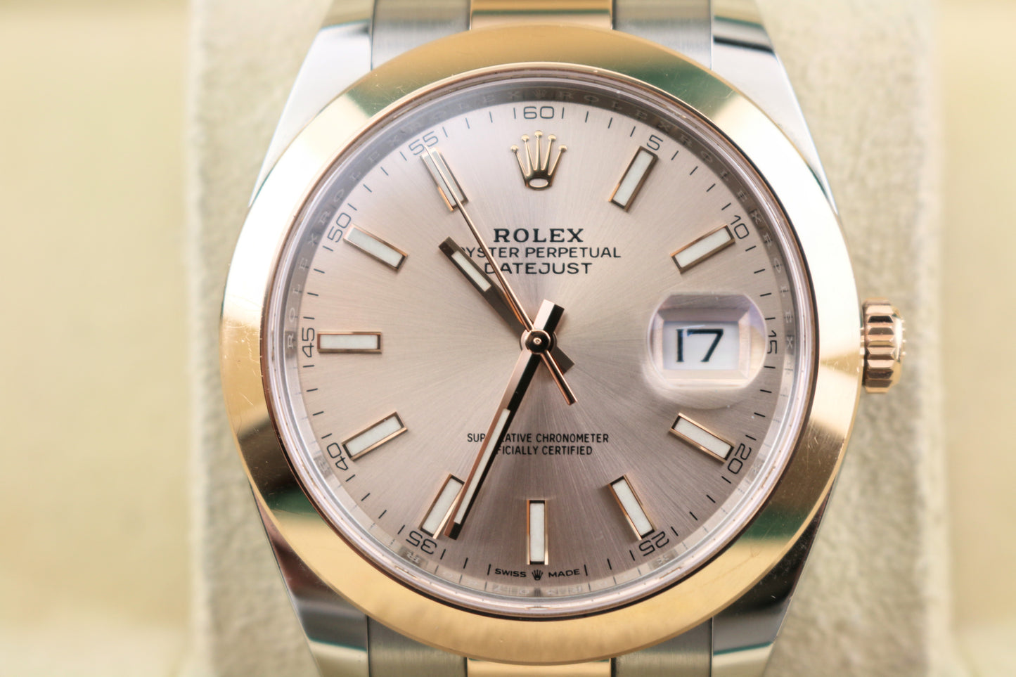2022 Rolex Datejust 126301 Sundust Dial TT Rose Gold Oyster With Papers 41mm