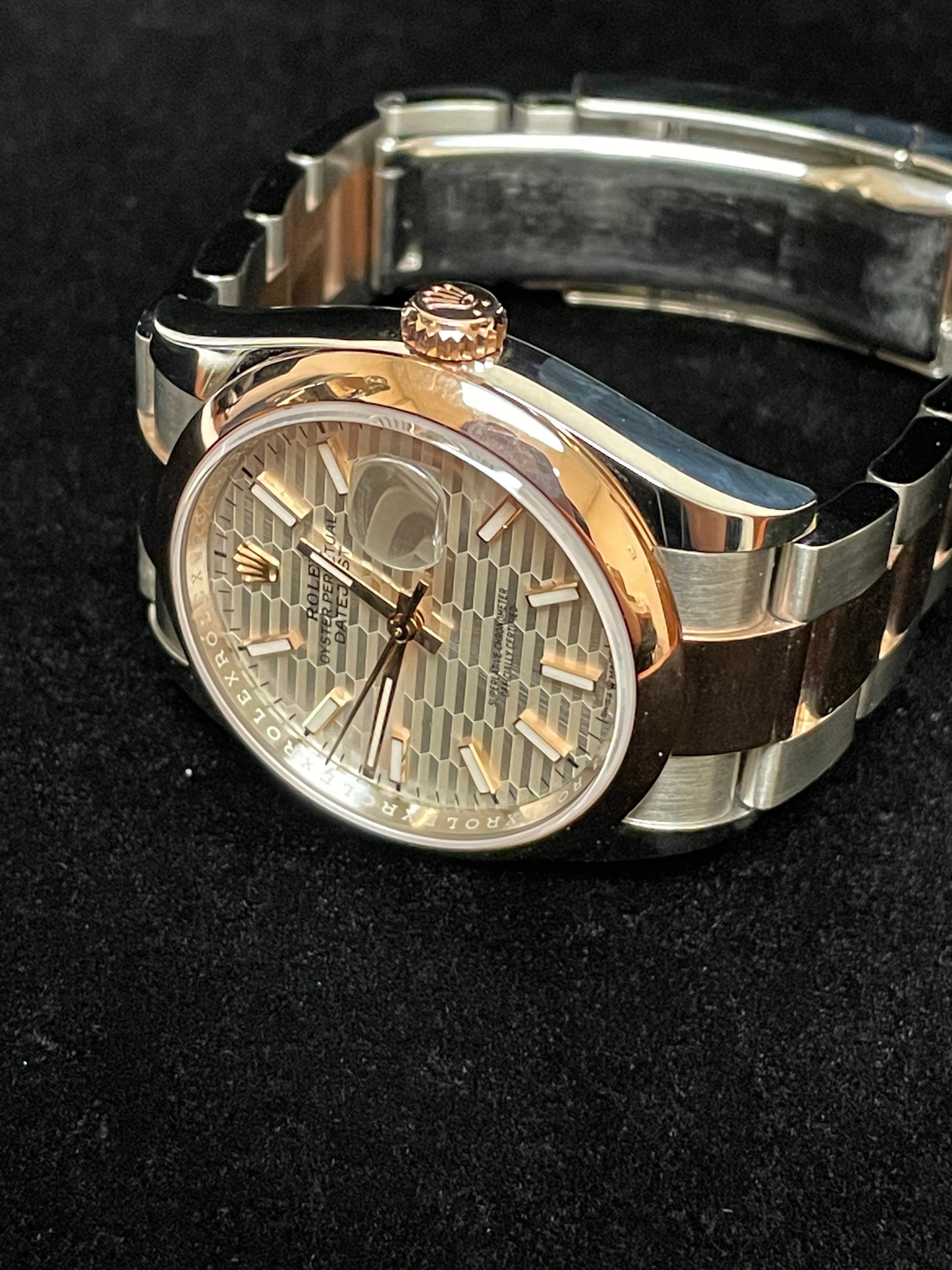 OHA 2023 Rolex Datejust 126201 Silver Motif Dial TT 18kt Oyster Rose W Papers 36mm