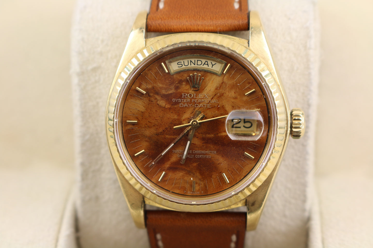 1979 Rolex Day Date 18038 Wood Dial Brown Leather Strap No papers 36mm