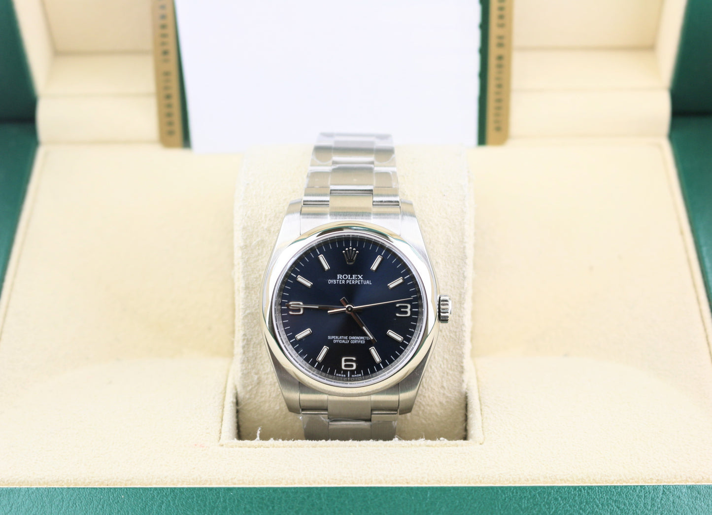2013 Rolex Oyster Perpetual 116000 Blue Dial SS Oyster With Papers 36mm