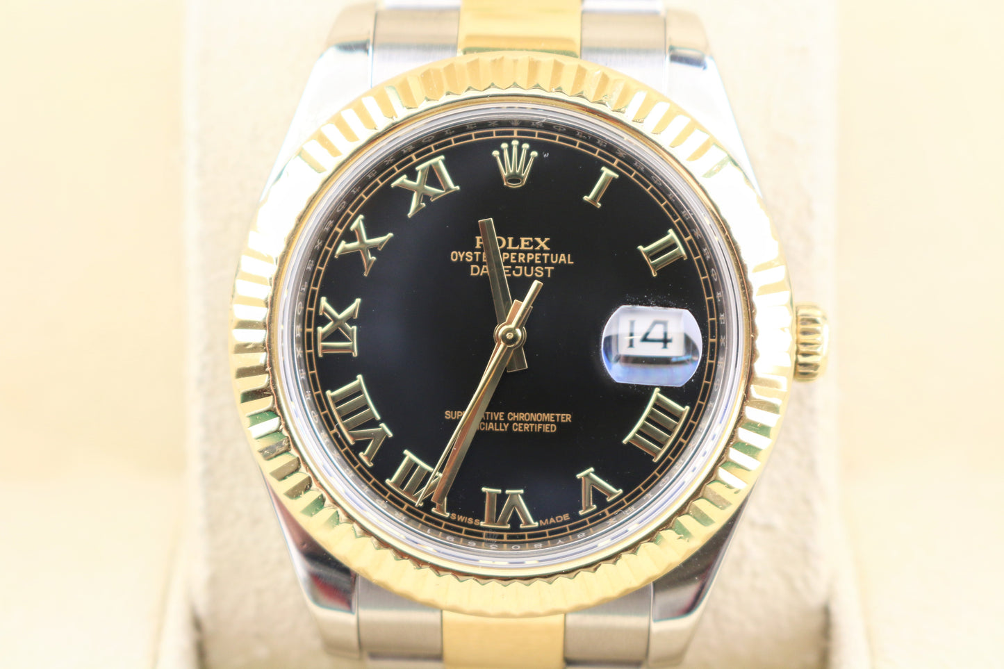 2016 Rolex Datejust 116333 Black Roman Dial TT Oyster With Papers 41mm
