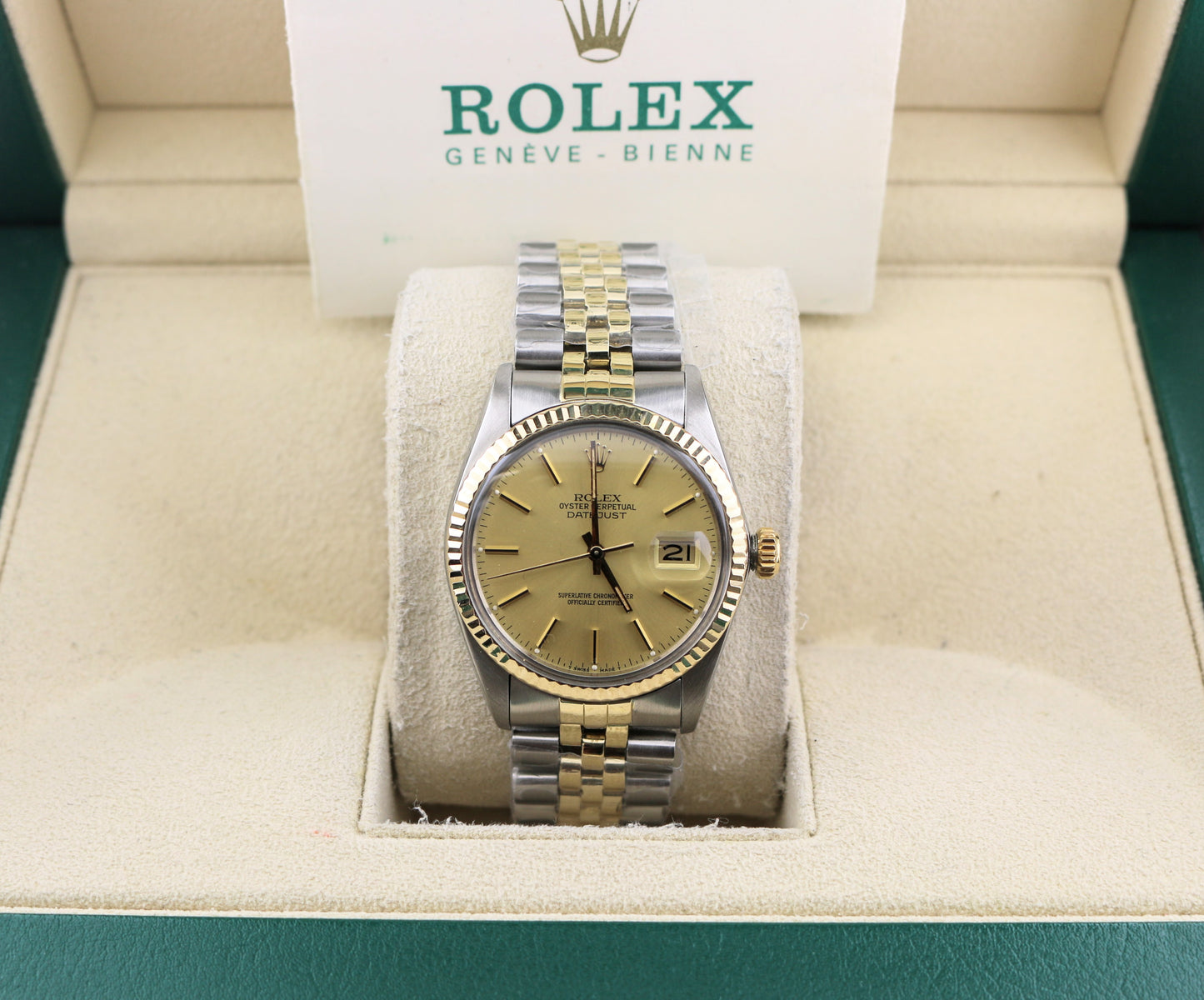 1982 Rolex Datejust 16013 Champagne Dial TT Jubilee With Papers 36mm