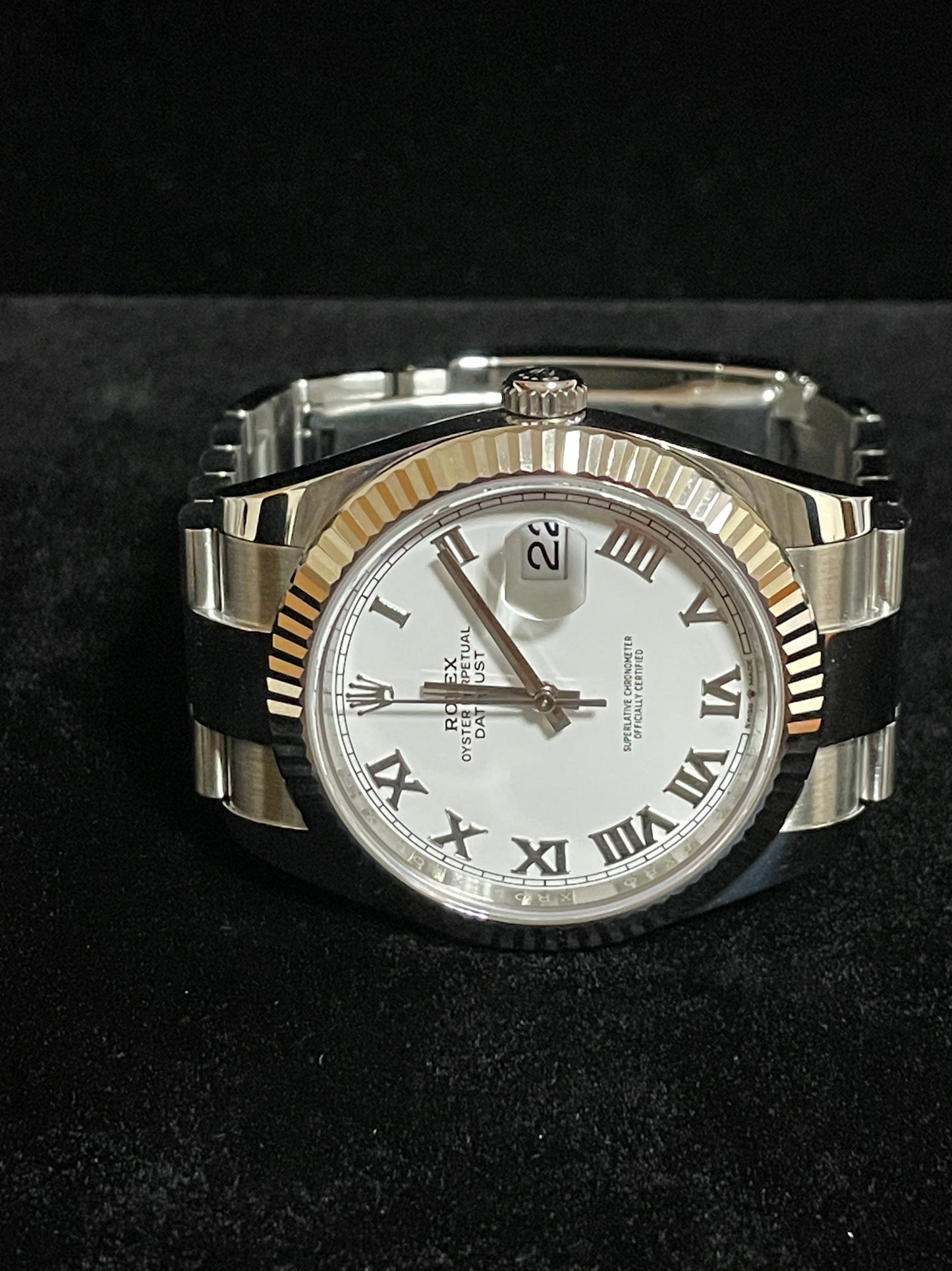 2020 Rolex Datejust 126334 White Roman Dial Fluted SS Oyster With Papers 41mm