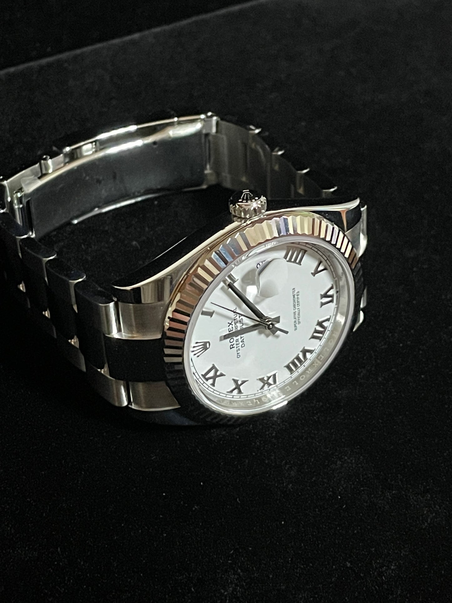2020 Rolex Datejust 126334 White Roman Dial Fluted SS Oyster With Papers 41mm