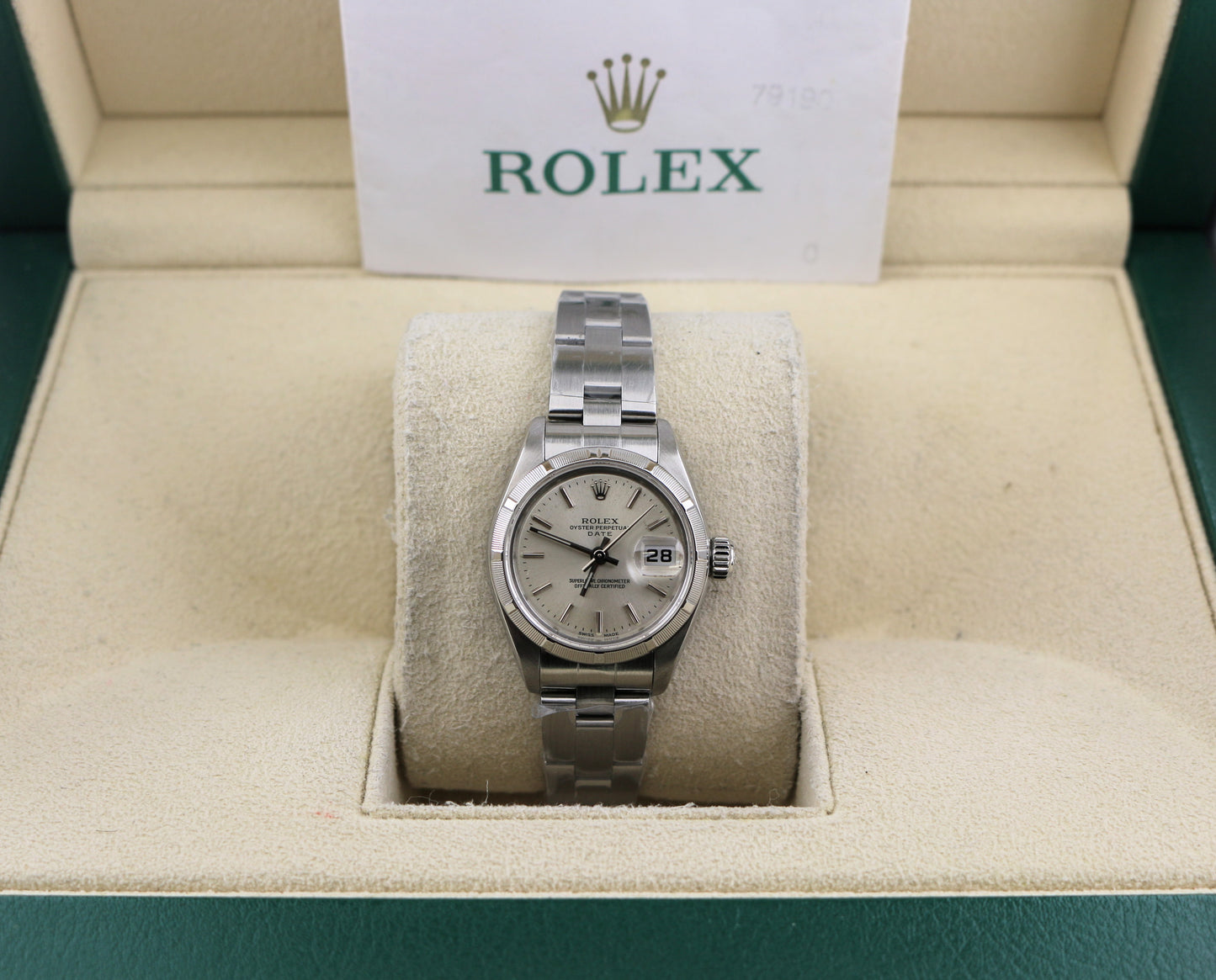 2004 Rolex Ladies Datejust 79190 Silver Date SS Oyster No Papers 26mm