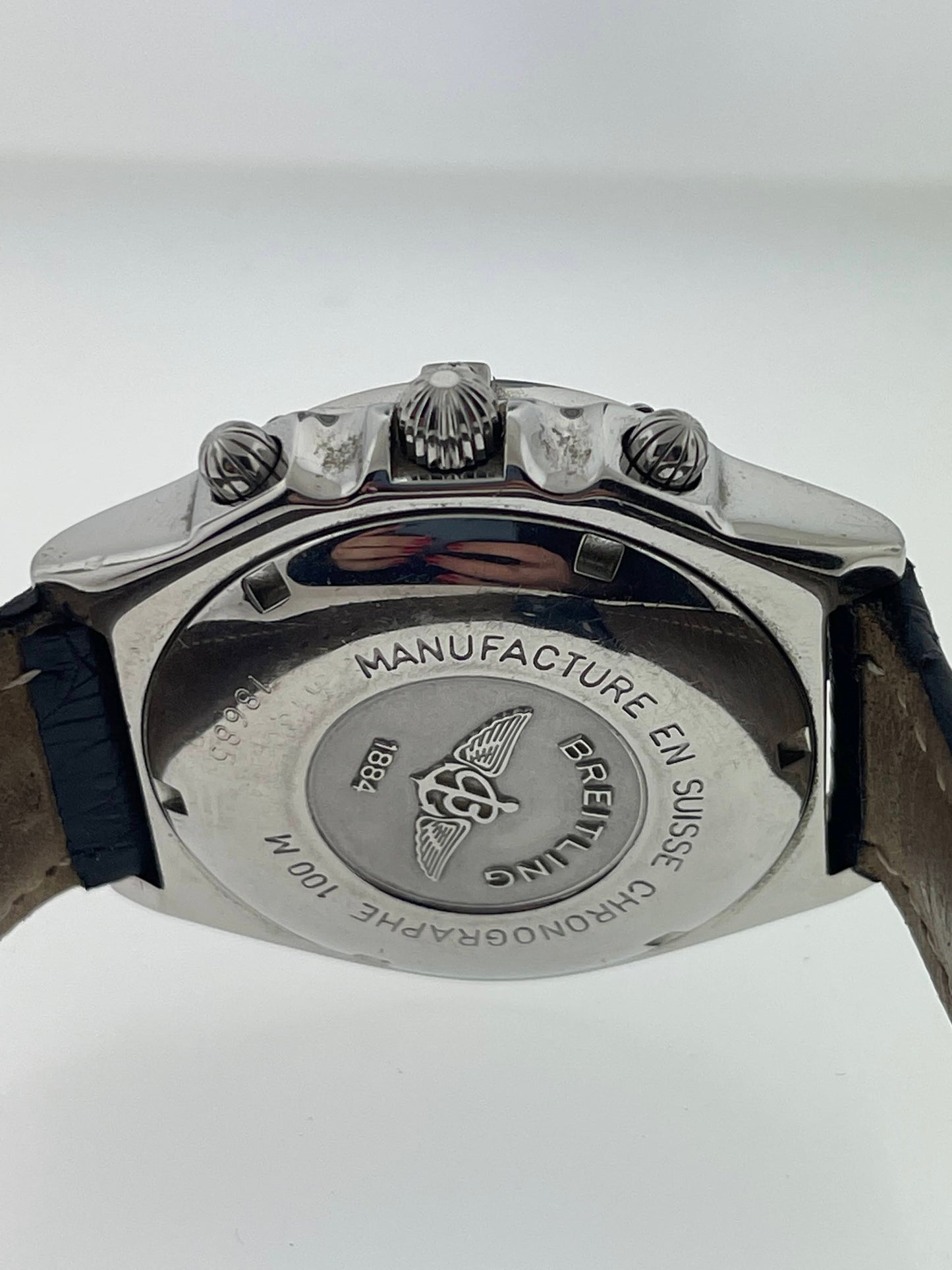 BREITLING Chronograph A13050 White Dial Custom Black Strap No Papers 40mm