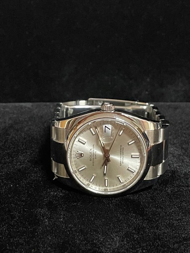 2011 Rolex Date 115200 Silver Dial SS Oyster With Papers 34mm