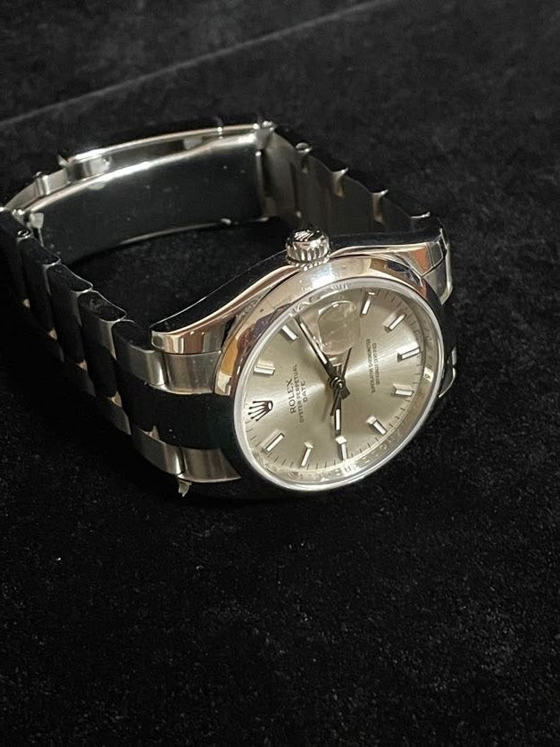 2011 Rolex Date 115200 Silver Dial SS Oyster With Papers 34mm