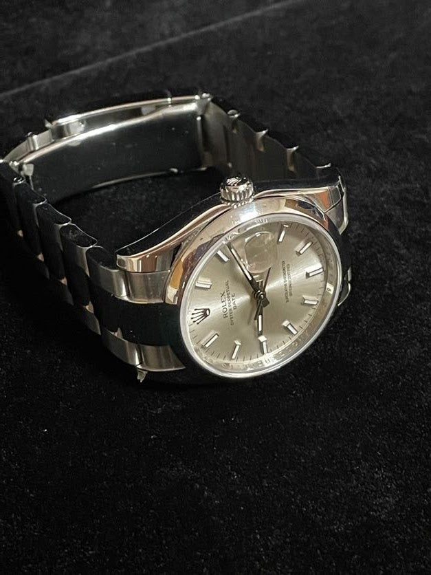 2011 Rolex Date 115200 Silver Dial SS Oyster With Papers 34mm