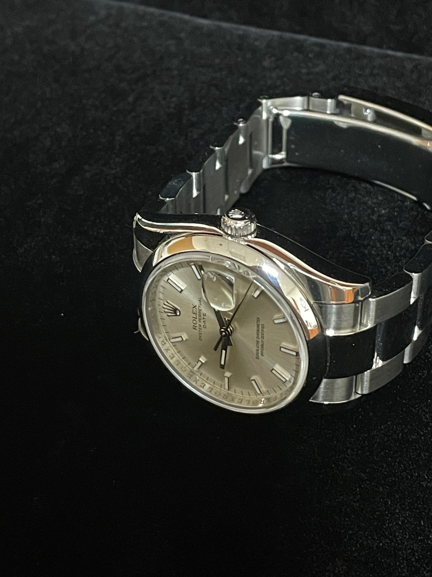 2011 Rolex Date 115200 Silver Dial SS Oyster With Papers 34mm