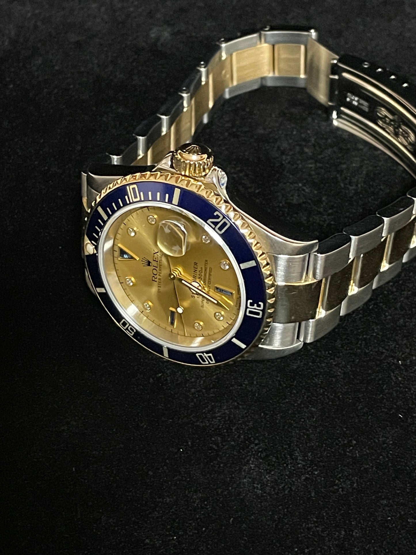 2004 Rolex Submariner 16613 Champagne Serti Diamond TT Oyster With Papers 40mm