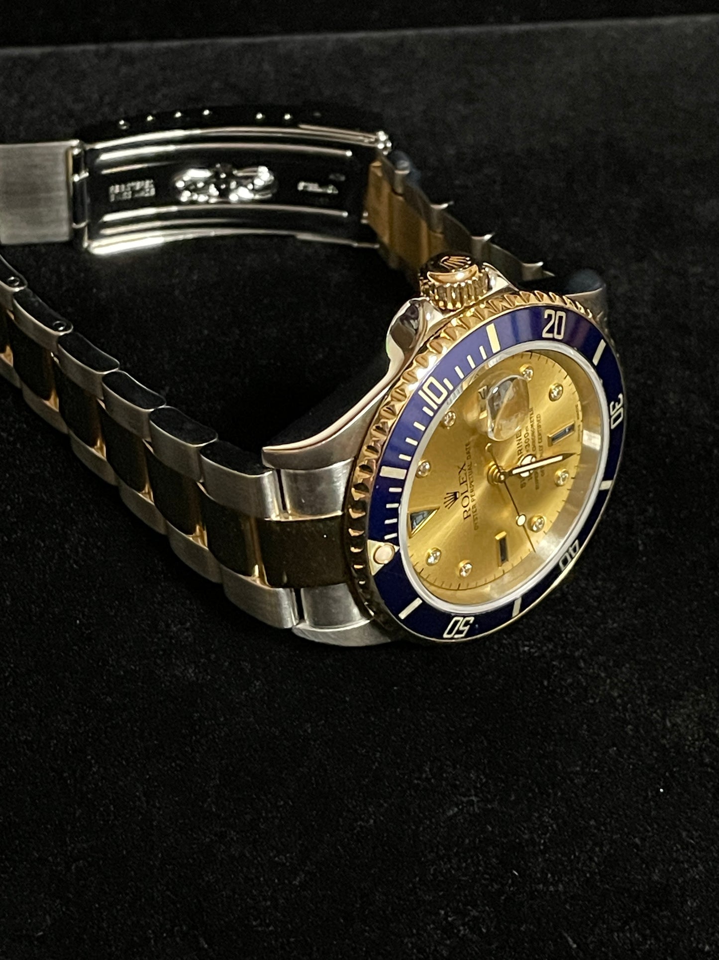 2004 Rolex Submariner 16613 Champagne Serti Diamond TT Oyster With Papers 40mm