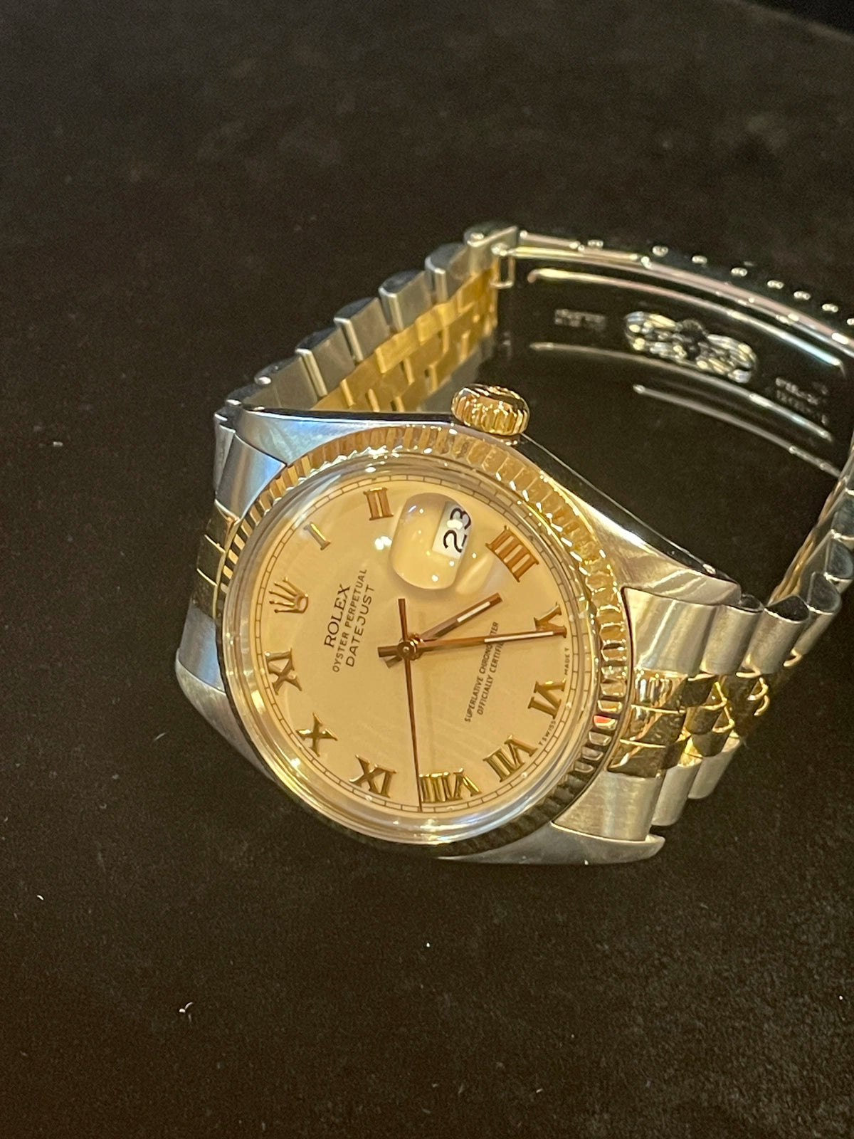 Rolex Datejust 16013 Cream Roman Dial TT Jubilee With Open Papers 36mm