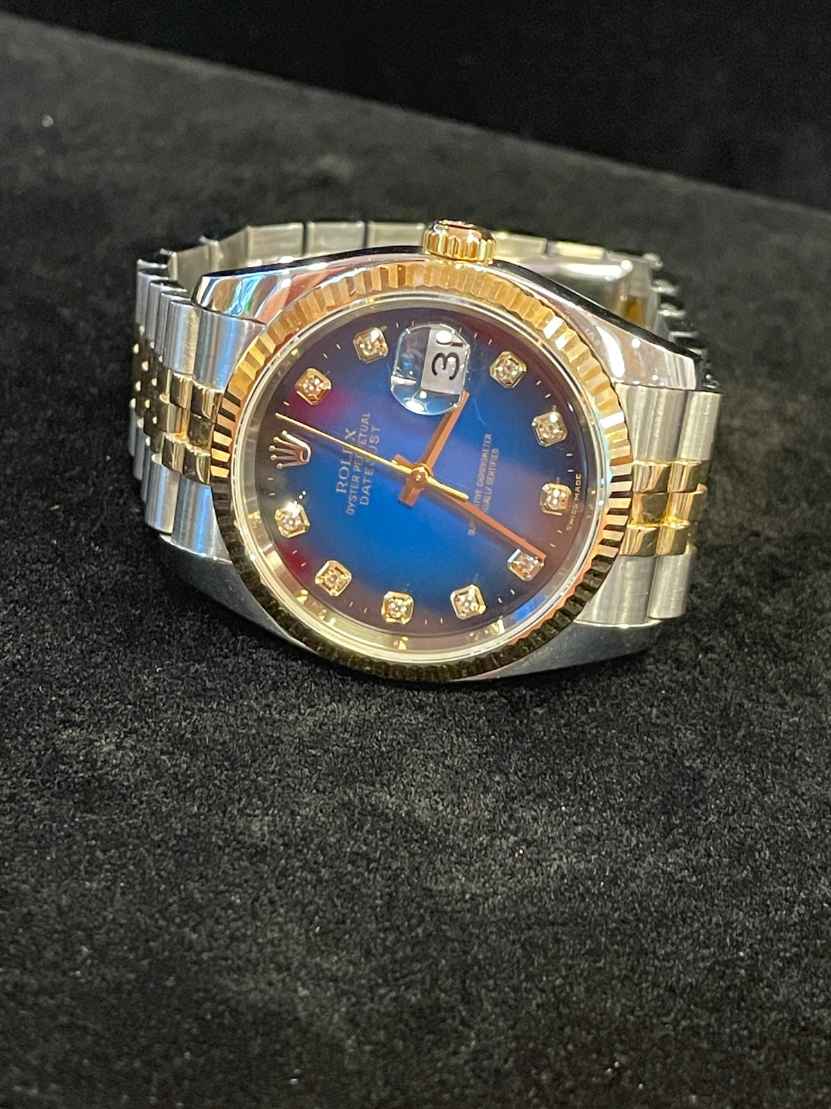 2004 Rolex Datejust 116233 Blue Vignette Diamond Dial TT Jubilee No Papers 36mm