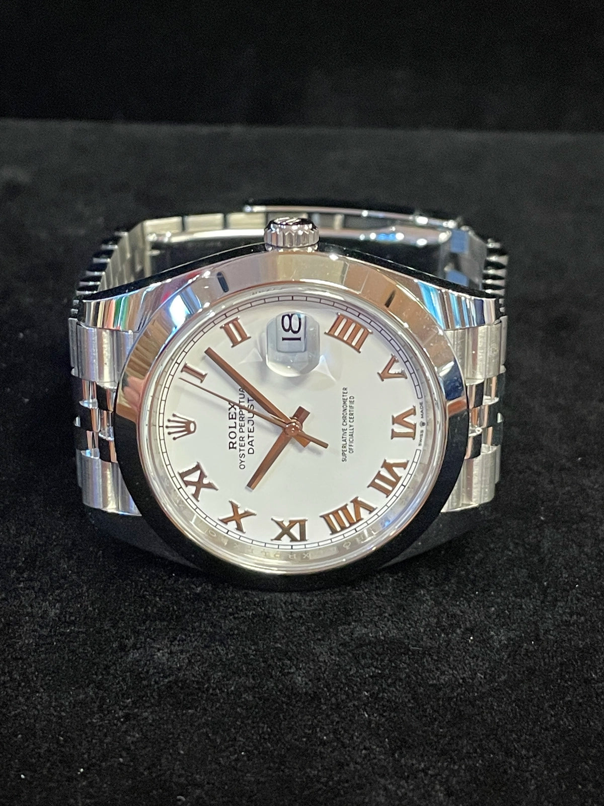 2025 Rolex Datejust 126300 White Roman Dial SS Jubilee With Papers 41mm