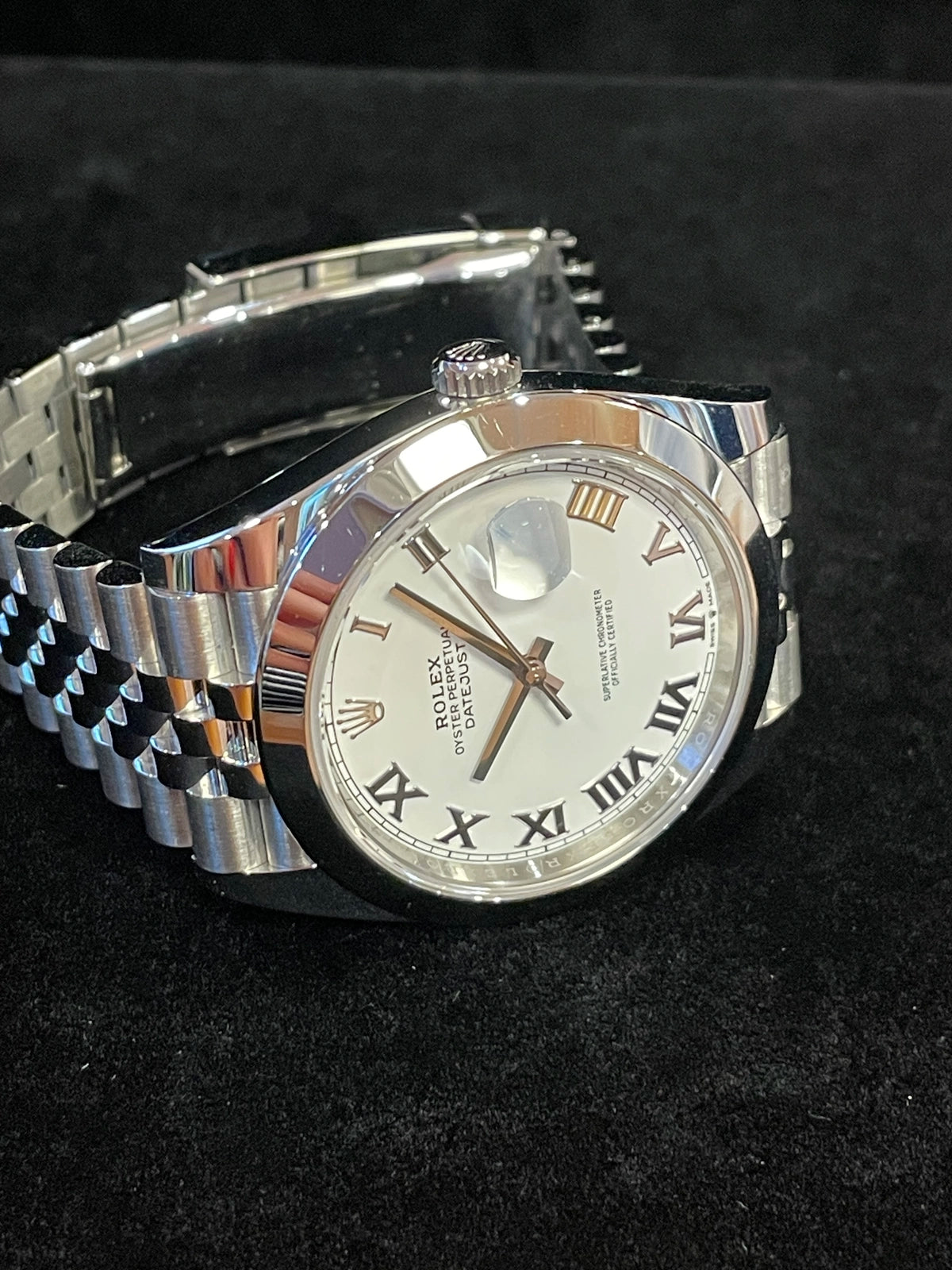 2025 Rolex Datejust 126300 White Roman Dial SS Jubilee With Papers 41mm