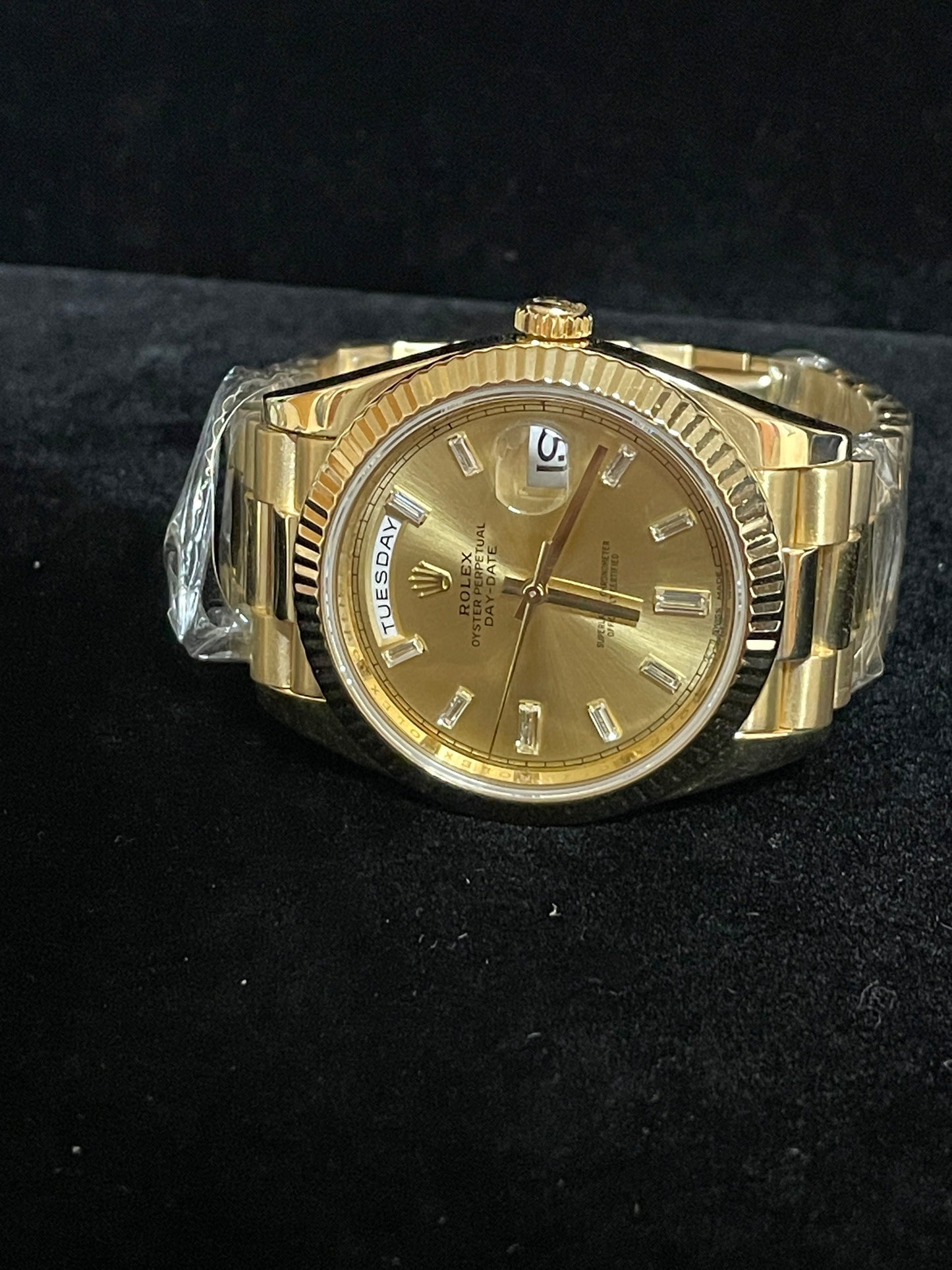 2018 Rolex Day-Date 228238 Champ Baguette Diamond 18kt President With Paper 40mm