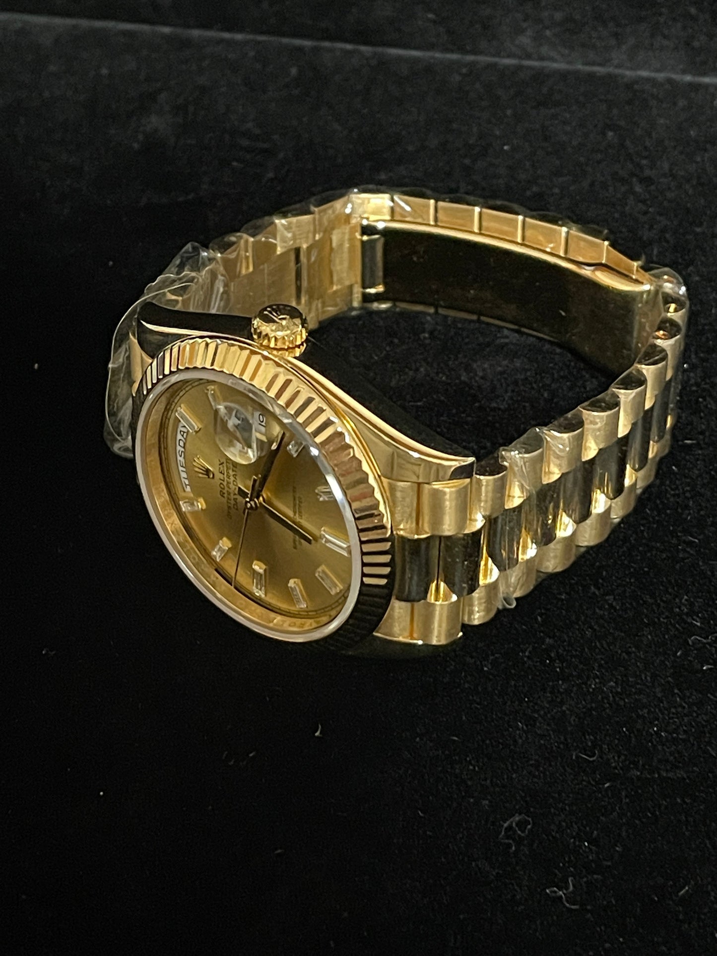 2018 Rolex Day-Date 228238 Champ Baguette Diamond 18kt President With Paper 40mm
