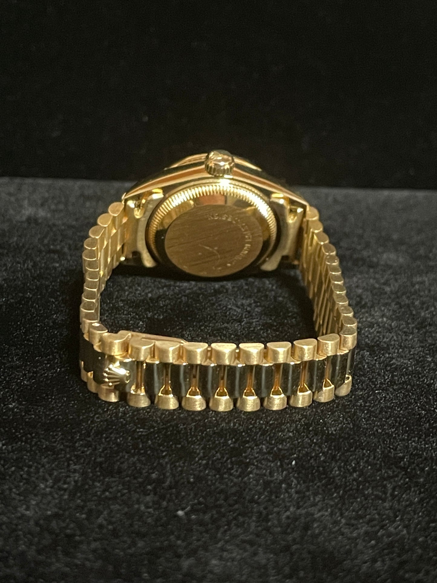 1990 Rolex Lady Datejust 69158 Black Diamond Dial Bezel and lugs President 26mm