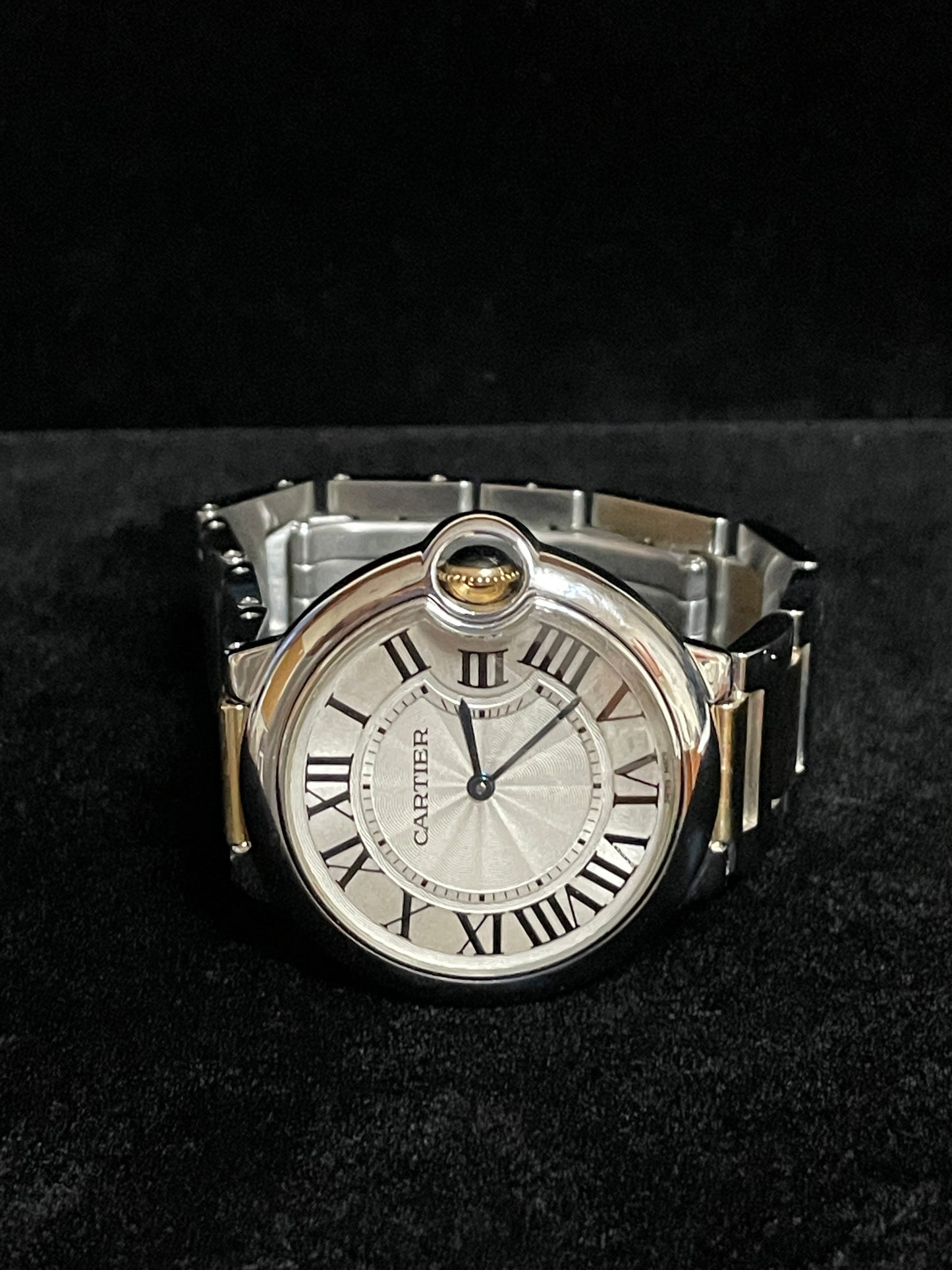 Cartier Ballon Bleu 3005 White Roman Dial TT 18kt Midsize Bracelet Quartz 36mm