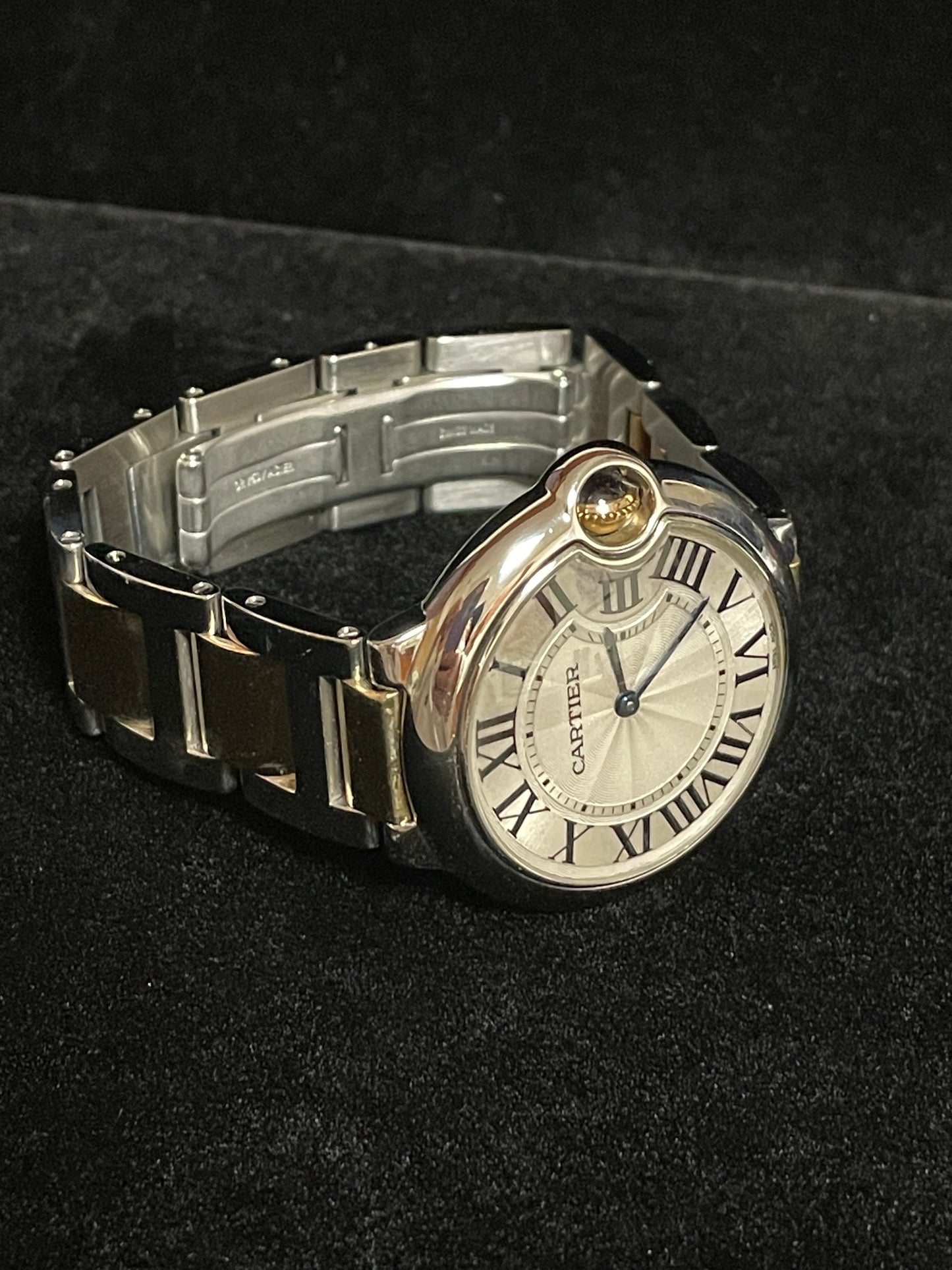 Cartier Ballon Bleu 3005 White Roman Dial TT 18kt Midsize Bracelet Quartz 36mm