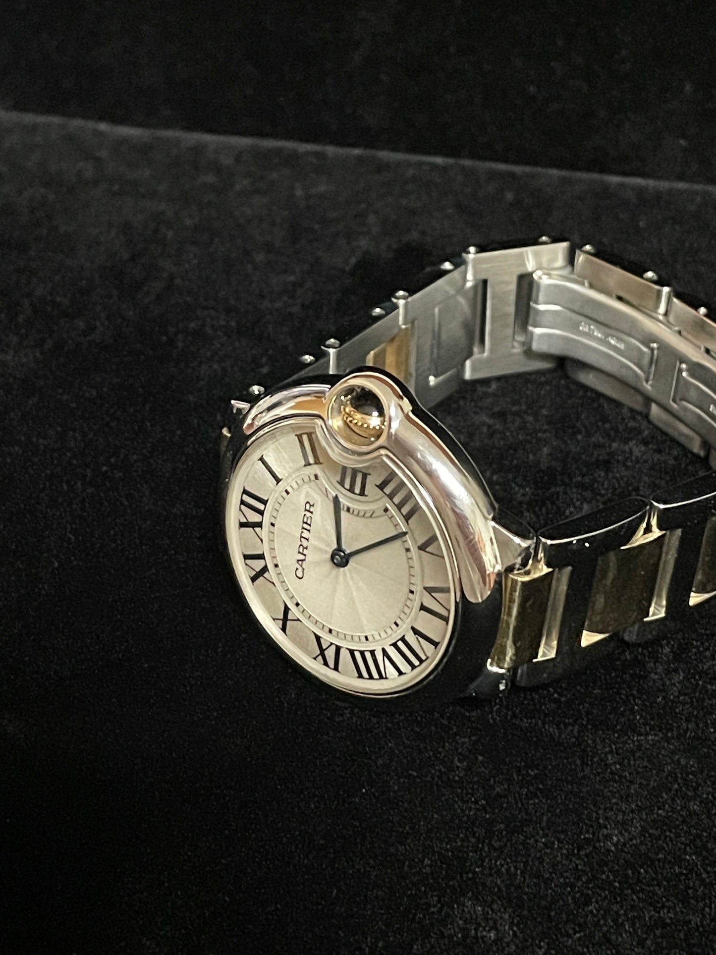 Cartier Ballon Bleu 3005 White Roman Dial TT 18kt Midsize Bracelet Quartz 36mm