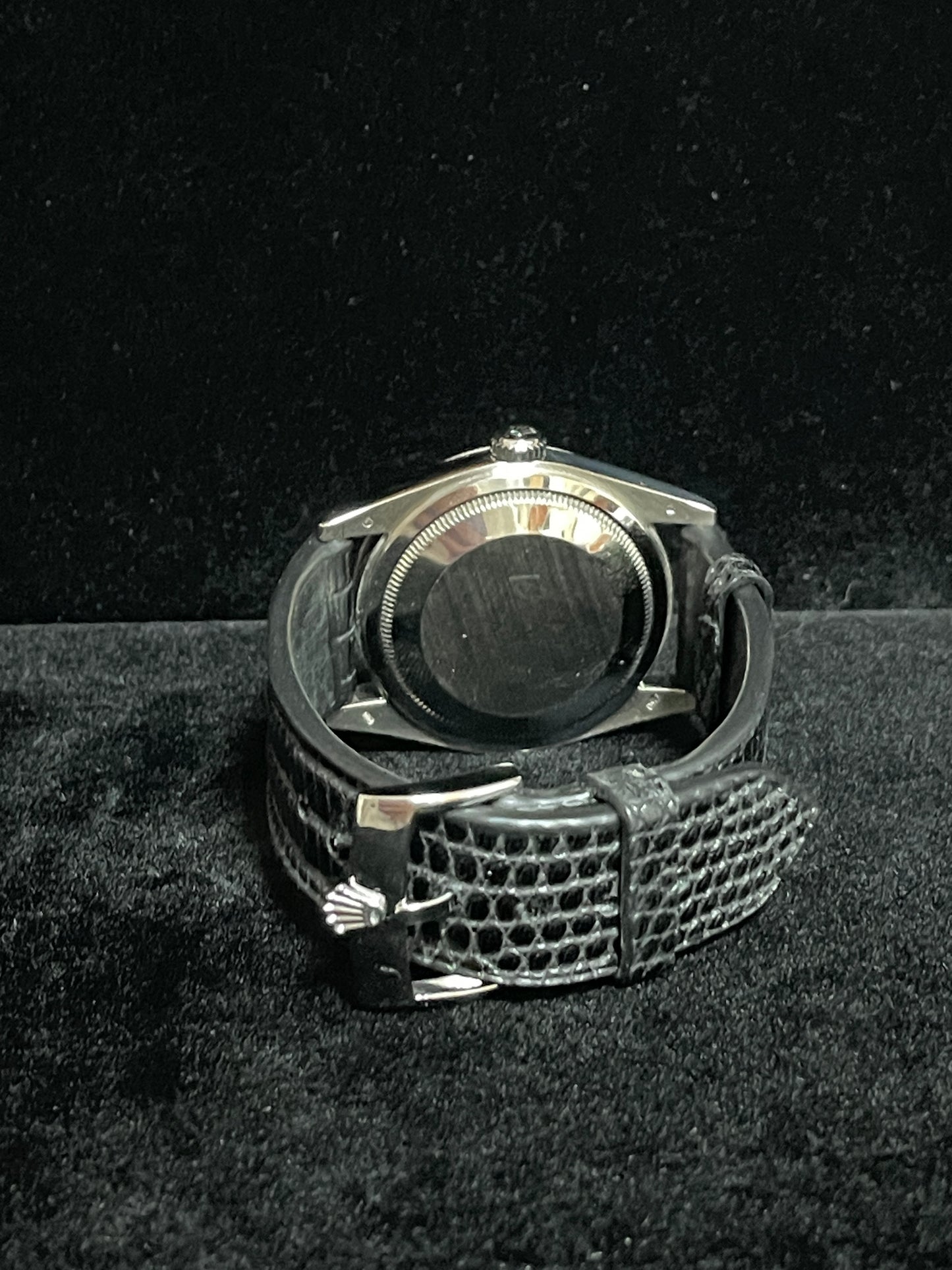 2006 Rolex DayDate 118239 Silver Diamond Dial Leather Strap 18kt White Gold 36mm