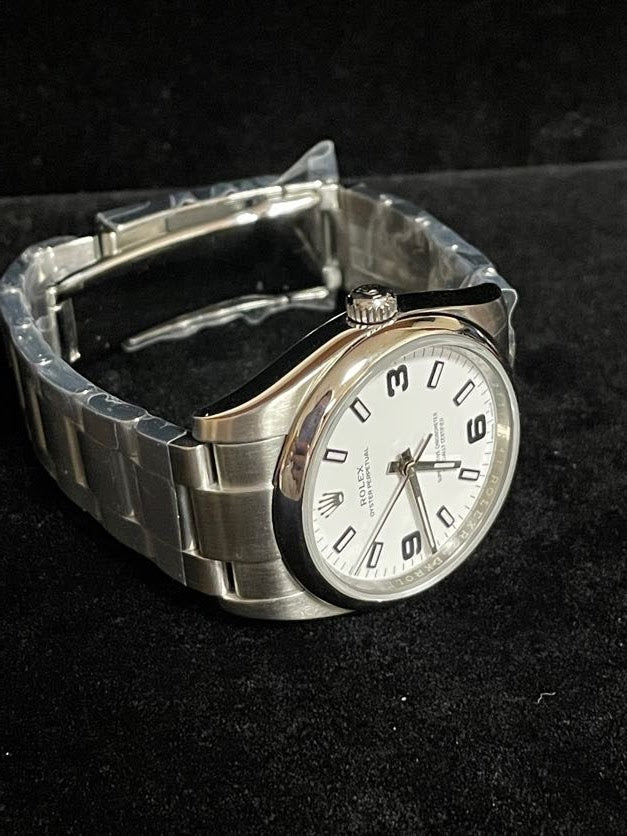 2014 Rolex Oyster Perpetual 114200 White Arabic Dial SS Oyster No Papers 34mm