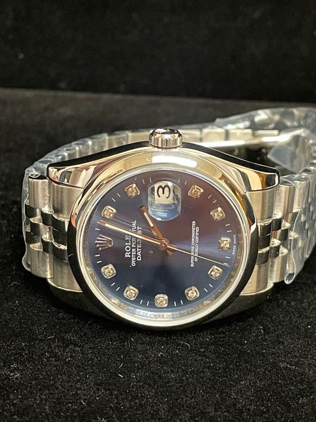 2007 Rolex Datejust 116200 Blue Diamond Roulette Wheel SS Jubilee No Papers 36mm