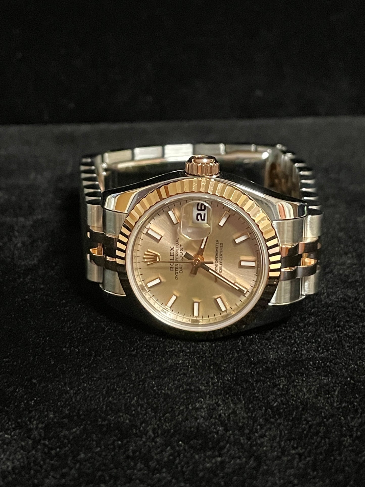 2007 Rolex Datejust 179171 Pink Stick Dial TT Jubilee Rose With Papers 26mm