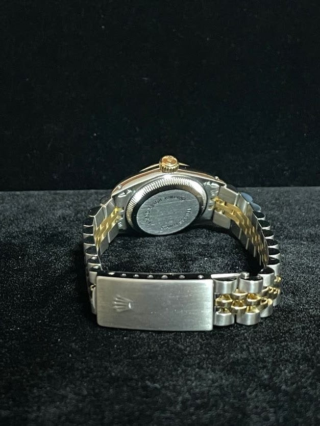 1986 Rolex Ladies Oyster Perpetual 67193 White Roman Dial TT 18kt Jubilee 24mm