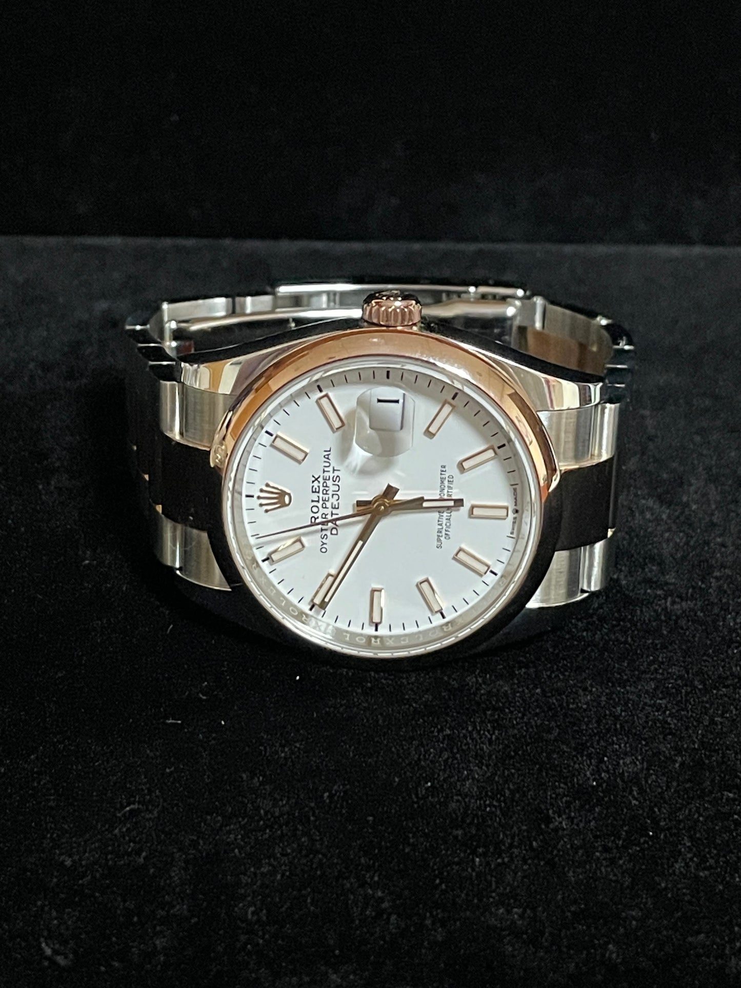 2019 Rolex Datejust 126201 White Dial TT 18kt Oyster Rose With Papers 36mm