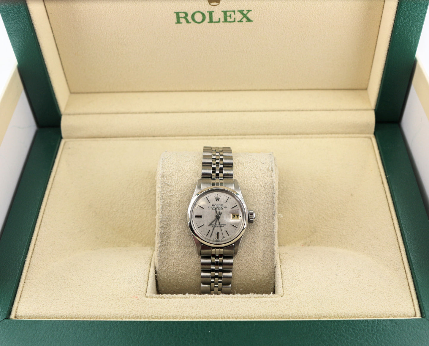 Rolex Ladies Datejust 6516 Silver Linen Dial SS Jubilee No Papers 26mm
