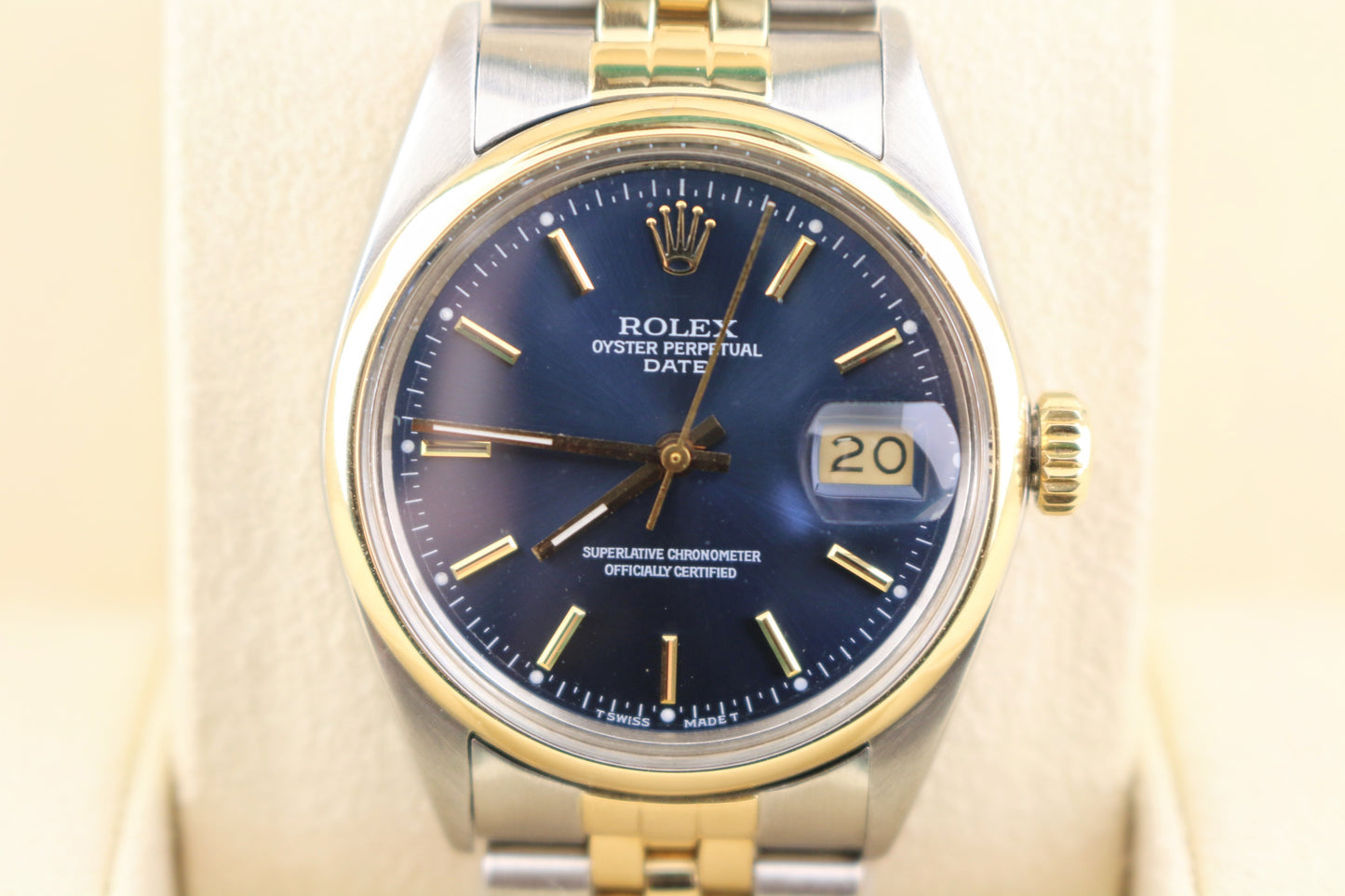 1988 Rolex Date 15053 Blue Dial TT Jubilee No Papers 34mm