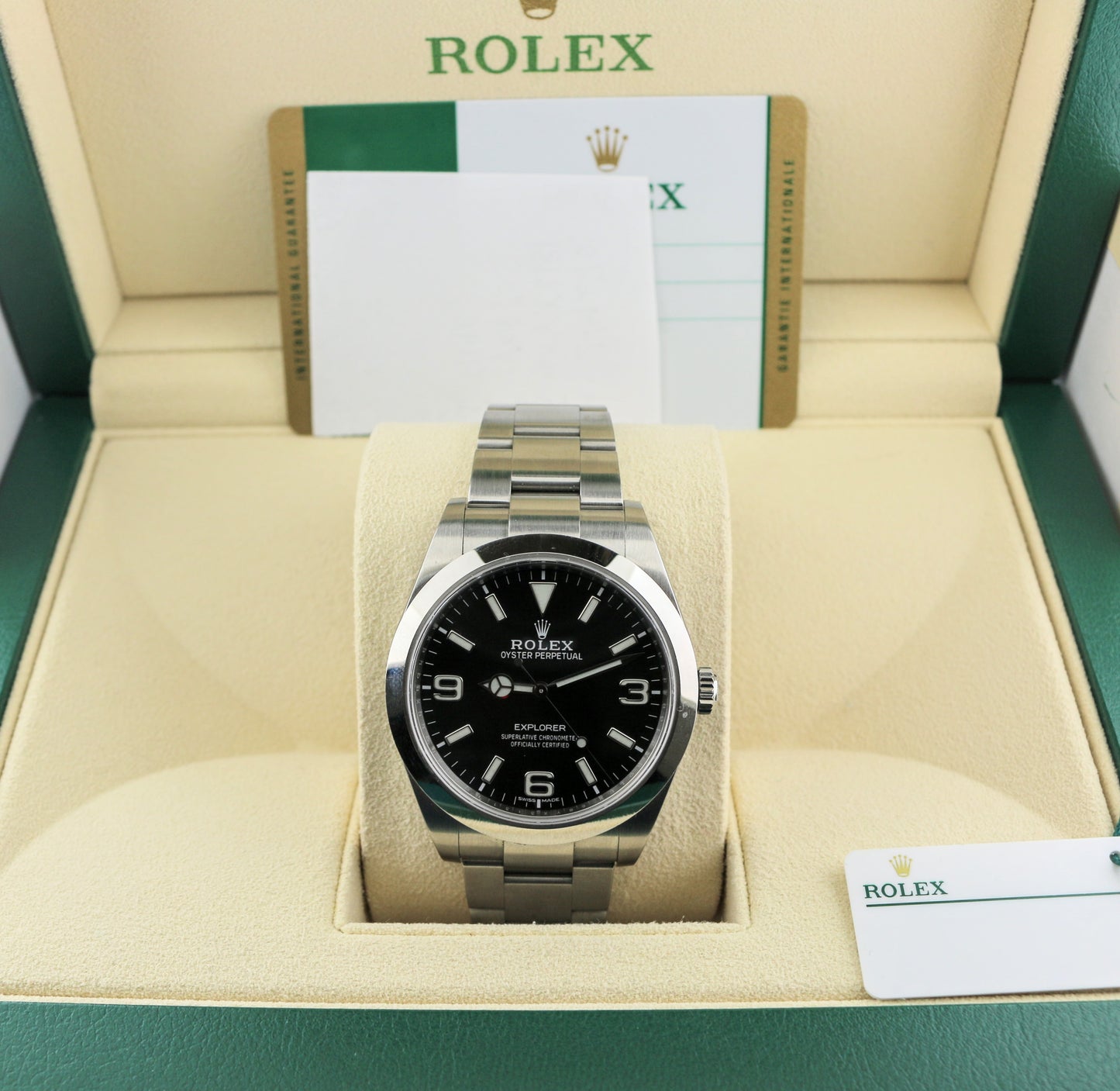 2018 Rolex Explorer 214270 Black Dial MK2 Full Lume SS Oyster With Papers 40mm