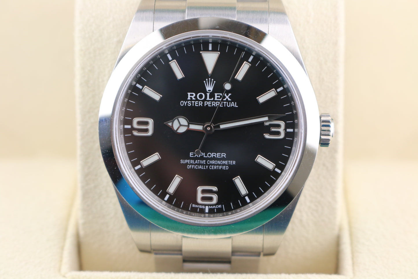 2018 Rolex Explorer 214270 Black Dial MK2 Full Lume SS Oyster With Papers 40mm