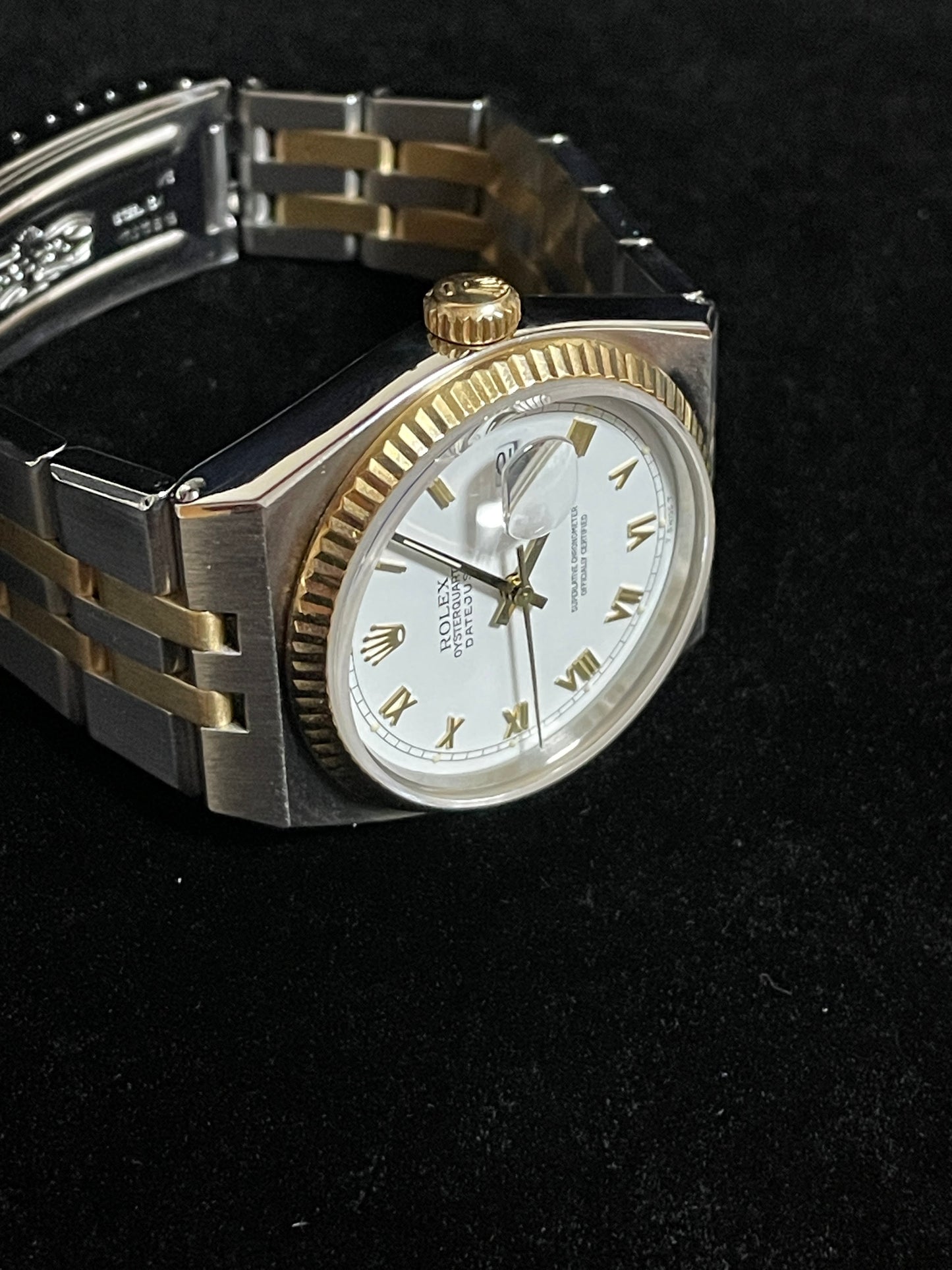 1986 Rolex Datejust Oysterquartz 17013 White Roman Dial TT 18kt No Papers 36mm