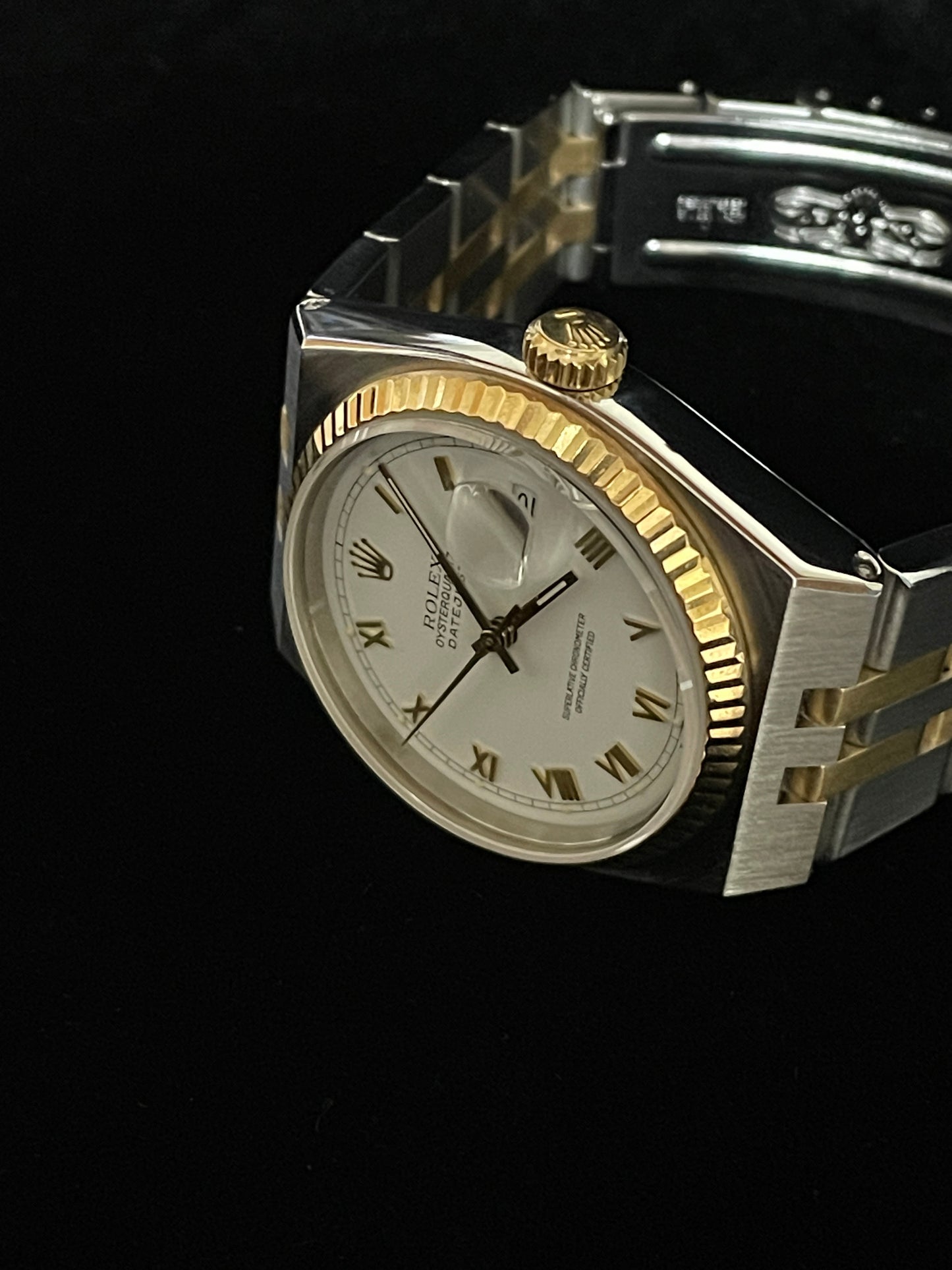 1986 Rolex Datejust Oysterquartz 17013 White Roman Dial TT 18kt No Papers 36mm