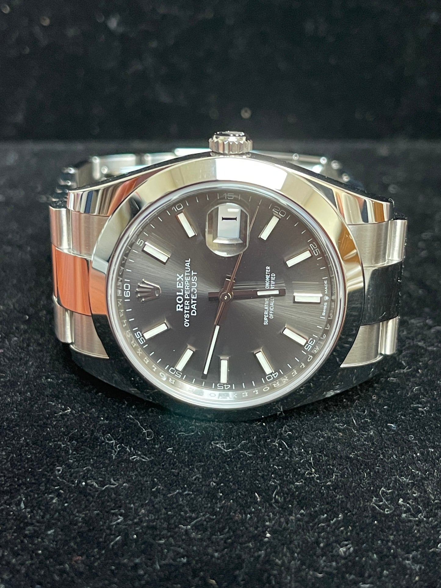 2022 Rolex Datejust 126300 Gray Stick Dial SS Oyster With Papers 41mm